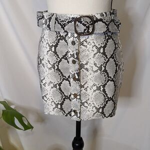 NWT - Nasty Gal Faux Snakeskin Leather Mini Skirt - S
